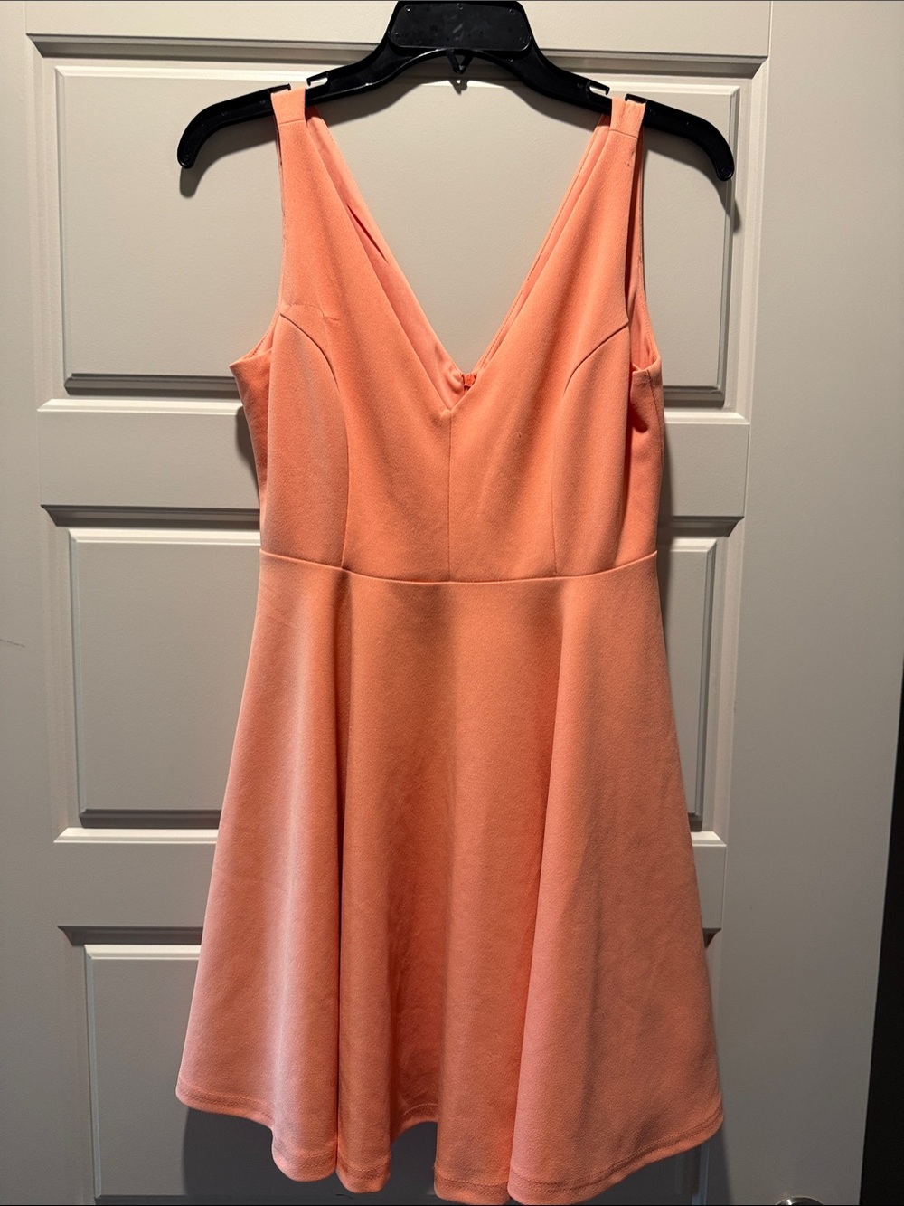 Lulu's Coral V-Neck Fit-and-Flare Mini Dress